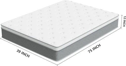 Miniatura 2 de Colchón individual de 12 pulg en una caja, diseño híbrido para un sueño más fresco, alivio de presión y soporte, sin fibra de vidrio