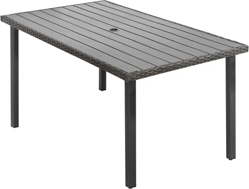 Miniatura 6 de HAPPATIO Outdoor Dining Table for 4, Large Suqare Metal Patio Table with 1.5" Umbrella Hole, Powder-Coated Frame for All-Weather, Black, Modern
