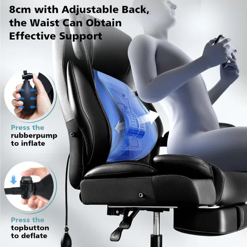 Miniatura 5 de Silla de oficina grande y alta de 600 libras para personas pesadas, silla de escritorio de oficina ejecutiva resistente y cómoda con soporte lumbar