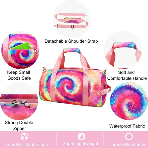 Miniatura 4 de Bolsa de lona para niñas, bolsas de gimnasio deportivas, bolsa de gimnasia, bolsa de viaje, bolsa de dormir con compartimento para zapatos