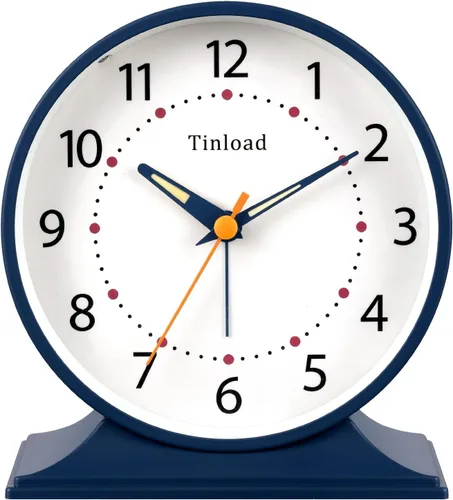 Miniatura 14 de Tinload Reloj despertador analógico retro antiguo de 4.5 pulgadas, pequeño reloj silencioso de mesita de noche con luz manual, funciona