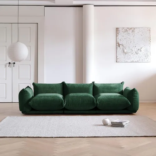 Miniatura 34 de WJShome - Sofá seccional modular, sofá de chenilla de 264 cm de lana minimalista, sofá convertible de 3 plazas, sofá de sala de estar ancho