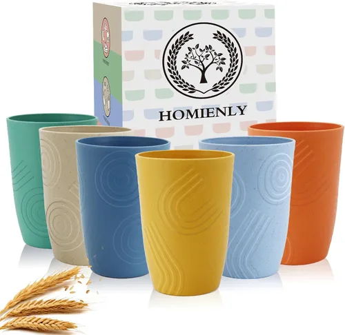 Miniatura 32 de Homienly Juego de vasos apilables con popote de trigo inastillable, vasos de cocina irrompibles para niños y adultos, reutilizables, aptos para 8
