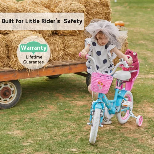Miniatura 5 de Glerc Maggie Girls Bike, 12-20 Inch Kids Bike for 2-13 Years Old Children, Princess Style Kids Bicycle with Doll-Seat & Basket & Training Wheels