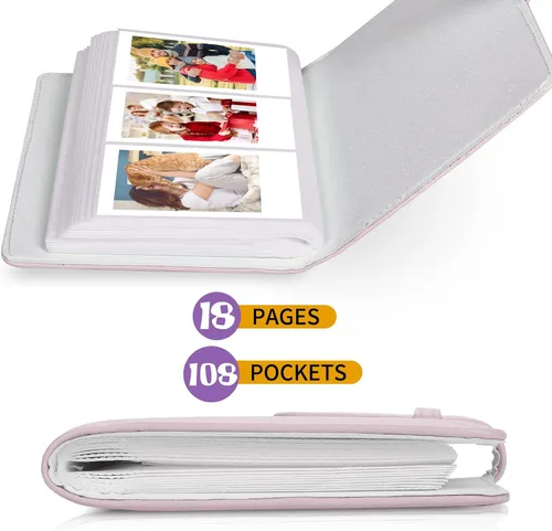 Miniatura 5 de Phetium Mini álbum de fotos de 108 bolsillos para película Fujifilm Instax Mini, Polaroid Snap, foto de 2x3", tarjeta de foto Kpop, libro álbum tipo