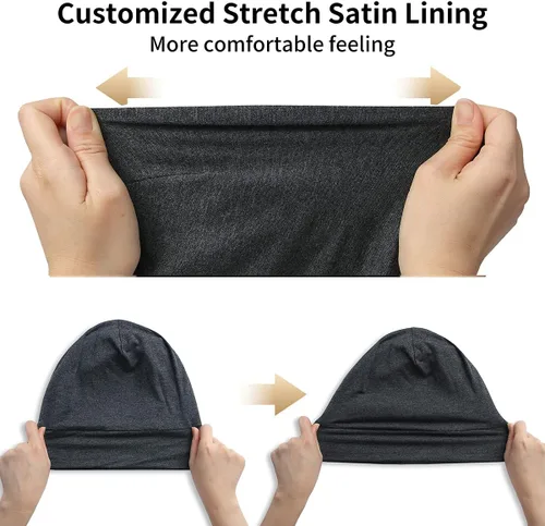 Miniatura 5 de Gorro de satén con forro de seda, cubierta ajustable para el cabello para mujeres y hombres, gorro de noche para el cuidado de pacientes