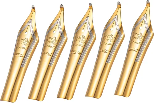 Miniatura 11 de 5 puntas de repuesto extra finas # 5 para pluma estilográfica Jinhao 250, 500 y Dragon Phoenix Jinhao # 5 Borde dorado