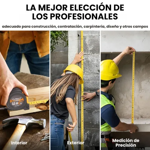 Miniatura 6 de MulWark cinta para medir con escalas imperiales y métricas, de 27 pies, con hoja gruesa, gancho magnético y cubierta amortiguadora de golpes. Para