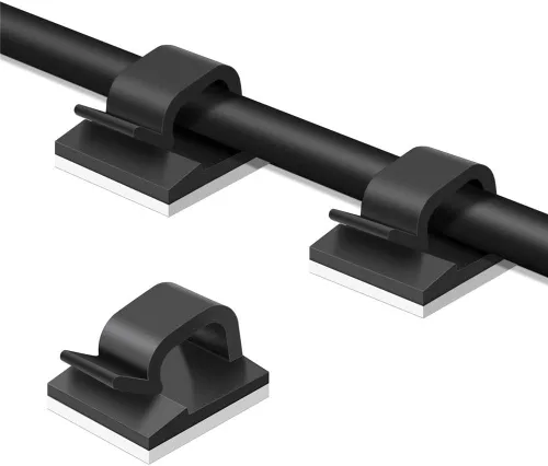 50 clips para cables, organizador adhesivo de cables, organizador de cables fuerte y duradero para auto, oficina y hogar (negro)
