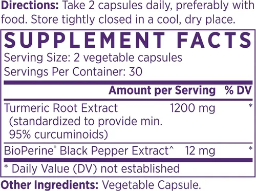 Miniatura 2 de NAOMI Curcumina de cúrcuma de alta potencia 1200 mg - Apoya una respuesta inflamatoria saludable, comodidad de las articulaciones y salud cerebral