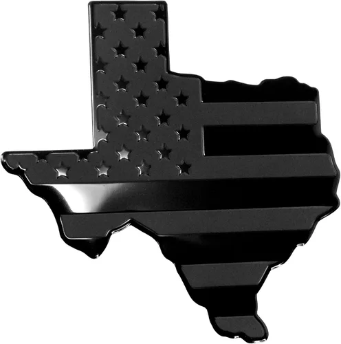 Miniatura 3 de Emblema de metal para guardabarros de automóvil con bandera negra del estado de Texas para automóviles y camiones (3 x 4 pulgadas, negro)