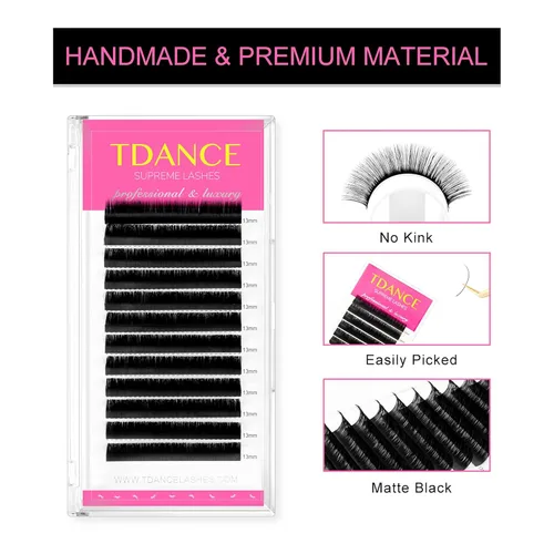 Miniatura 2 de Extensiones de pestañas TDANCE, pestañas falsas de color negro mate, CC D DD J B L, volumen y pestañas clásicas, extensiones de pestañas 0