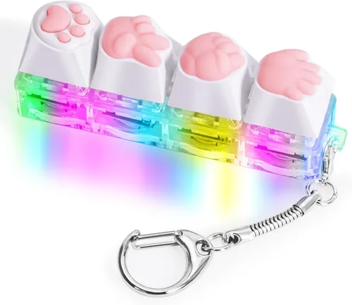 Miniatura 7 de Juguetes sensoriales con teclado para adultos, clicker de teclado con luz LED, llavero sensorial divertido para ansiedad y descompresión (verde, 1P)
