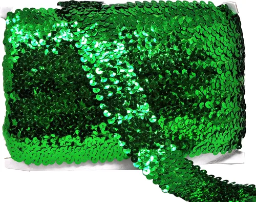Miniatura 44 de Mandala Crafts Cinta elástica de lentejuelas – 1.5 pulgadas, ribete elástico de lentejuelas amarillas para coser diadema de vestido, 10 yardas