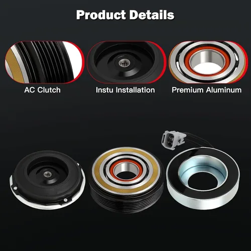 Miniatura 3 de CCIYU Embrague del compresor de aire acondicionado 2016-2018 para Fiat 500X 2.4L 2015-2021 para Jeep Renegade 2.4L AC Compresor para automóvil