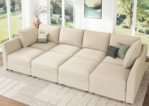 Miniatura 34 de HONBAY Sofá seccional modular con almacenamiento en forma de L sofá seccional, sofás convertibles para sala de estar - verde