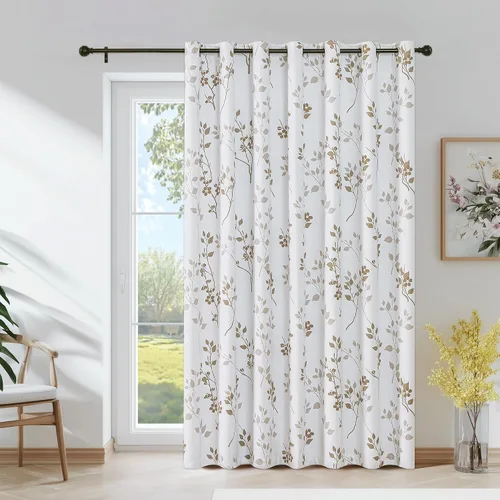 Miniatura 33 de Beauoop Cortinas Florales 100% Opacas de 54 Pulgadas de Largo, 2 Paneles para Dormitorio, Sala de Estar, Azul Gris y Blanco con Patrón de Flores