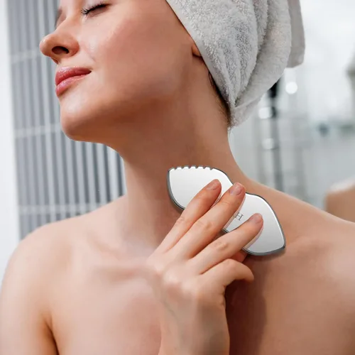 Miniatura 6 de Rodillos de acero inoxidable Gua Sha y cara - Rodillo de metal para ojos y cuello, herramientas de masaje facial antienvejecimiento, kit de Jgs-1