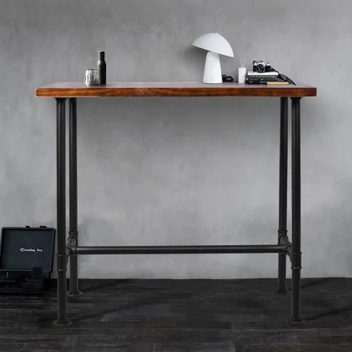 Miniatura 9 de Mesa de comedor de tubería de diseño industrial DIY, mesa de comedor informal para bar, mesa para computadora portátil, estudio moderno, mesa