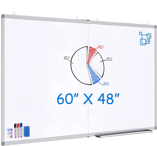 Miniatura 15 de Pizarra blanca magnética de borrado en seco para pared, 48 x 46 pulgadas (4 pies x 3 pies), pizarra blanca portátil plegable con una bandeja larga