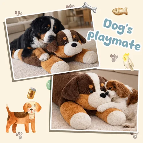 Miniatura 7 de Perro de montaña bernés grande de 32 pulgadas, juguete gigante de felpa suave y esponjoso, regalos de fiesta de cumpleaños para niños y niñas
