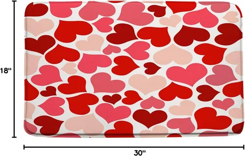 Miniatura 3 de Tapete de baño de corazón de San Valentín, corazón rojo, rosa, romántico, dulce amor para pareja, pareja, boda, festival, decoración de baño, tapete