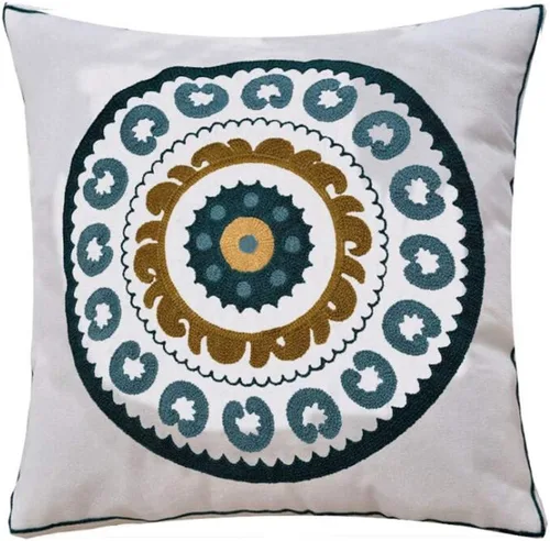 Miniatura 9 de Judy Dre am Funda de cojín 100 % algodón, cuadrada, bohemia, bordada, para sofá, cama, sala de estar, funda de almohada bohemia de 18 x 18 pulgadas
