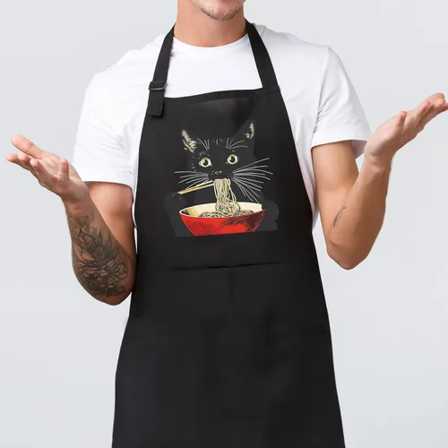 Miniatura 9 de MICPTUB - Divertidos delantales ajustables para hornear gatos occidentales con bolsillos, regalos para mujeres panaderas, amantes de los gatos