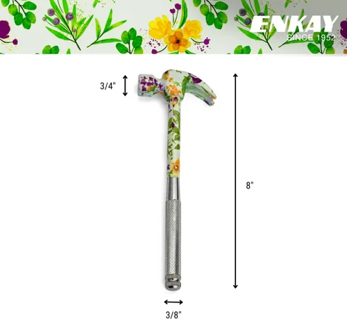 Miniatura 4 de ENKAY - Martillo y destornillador 6 en 1 con motivos florales, herramienta de martillo de garra multifuncional con estampado de flores (Patrón 2)