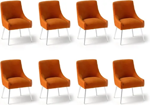 Miniatura 31 de Sillas de comedor de estilo moderno de terciopelo tapizado, silla de acento de tocador con barra vertical, silla capitonada con patas plateadas