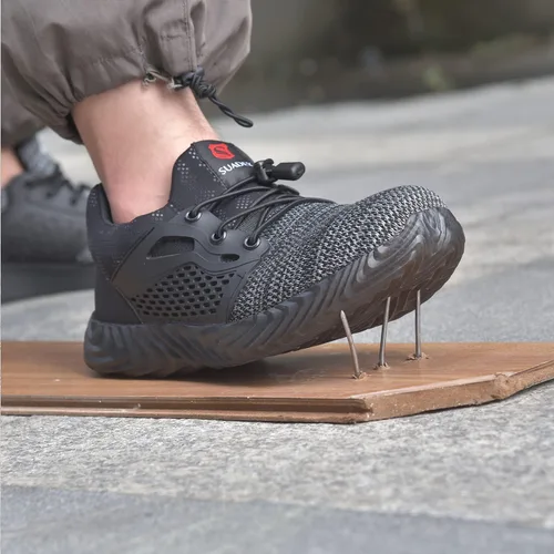 Miniatura 57 de SUADEX Zapatos deportivos con punta de acero para hombres y mujeres, indestructibles, ligeros, cómodos, antideslizantes, puntera compuesta