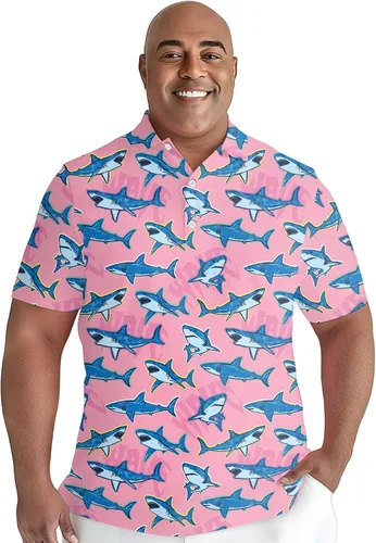 Miniatura 4 de PAGYMO Golf Shirts for Men Crazy Hawaiian Funny Print Mens Polo Shirt