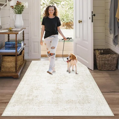 Miniatura 15 de Aoyaomi Alfombra de Área Vintage para Sala de Estar - 5x7 Grande Lavable a Máquina Boho Marroquí Desgastada Alfombras Estilo Granja para Dormitorio