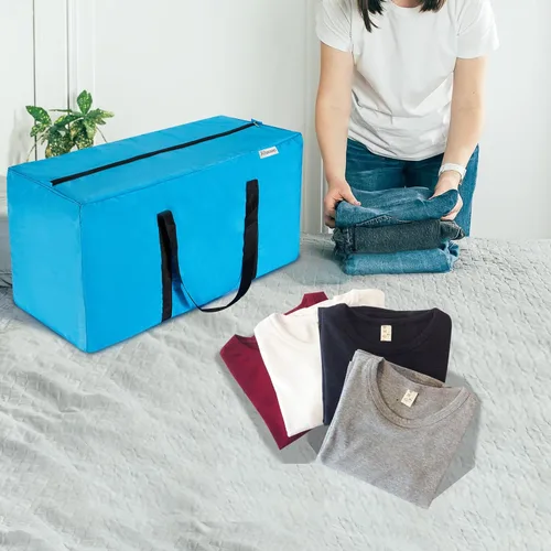 Miniatura 2 de Bolsa de mudanza extra grande, bolsa de almacenamiento resistente que ahorra espacio para embalaje de ropa, bolsa azul para mudanzas, bolsas