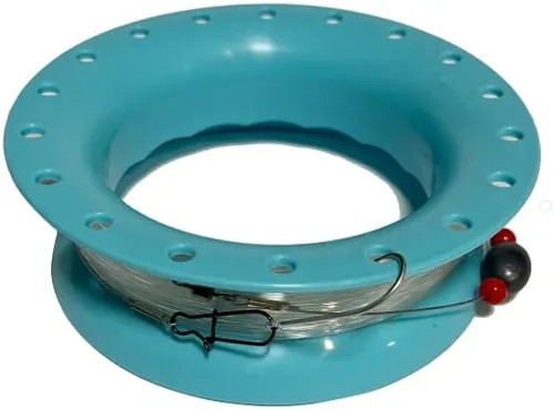 Carrete de mano cubano YOYO 6" gancho con 40 libras 140 yardas línea mono, líder de acero inoxidable, 3/0 gancho hecho en Japón