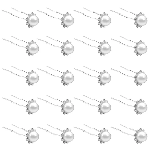 Miniatura 14 de QIUTIMIY Paquete de 20 horquillas para el cabello con flores de cristal (azul) con diamantes de imitación para novia, boda, accesorios de joyería