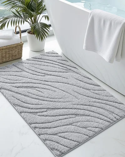 Miniatura 10 de DEXI - Alfombras de baño de 16"x24", alfombras antideslizantes para el suelo del baño, alfombra de baño ultrasuave y absorbente para la ducha, Beige