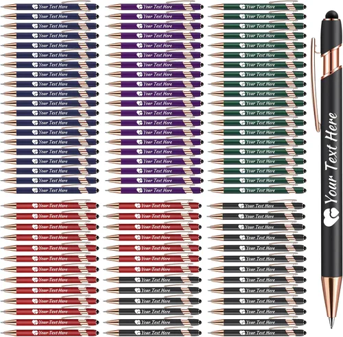 Miniatura 23 de Bolígrafos personalizados con lápiz capacitivo, bolígrafos con nombre impresos personalizados con tinta negra, impresos con tu logotipo o mensaje