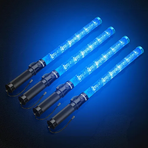 Miniatura 30 de E-riding Paquete de 8 Bastones de Seguridad para Control de Tráfico Aéreo de 21 pulgadas, Bastón de Señalización de Seguridad de Tráfico con Luz LED