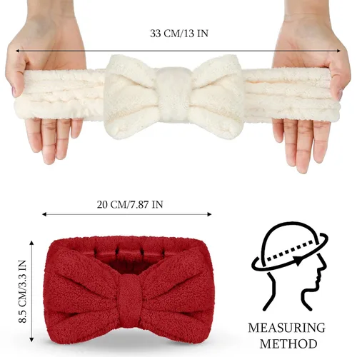 Miniatura 2 de Hicarer 3 piezas de diadema para el cabello para lavar la cara para mujeres, diadema de microfibra con moño para la ducha para mujeres y niñas blanco