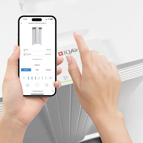 Miniatura 6 de IQAir HealthPro Plus XE - Purificador de aire con filtración HyperHEPA inteligente para habitaciones grandes de hasta 1125 pies cuadrados - Humo