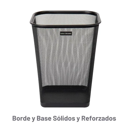 Miniatura 4 de Mind Reader Cubo de basura de malla, cesta de papel usado, cuadrado, oficina, malla metálica, 9.75 pulgadas de largo x 9.75 pulgadas de ancho x Negro