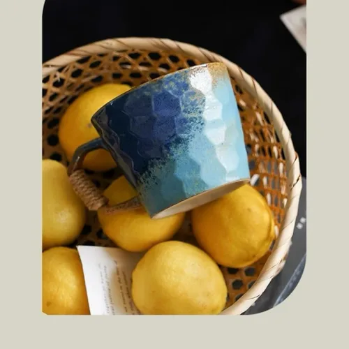 Miniatura 3 de Taza única de estilo vintage japonés retro primitivo, hecha a mano en cerámica con barniz libre de plomo, taza de té artesanal, cómoda asa, taza