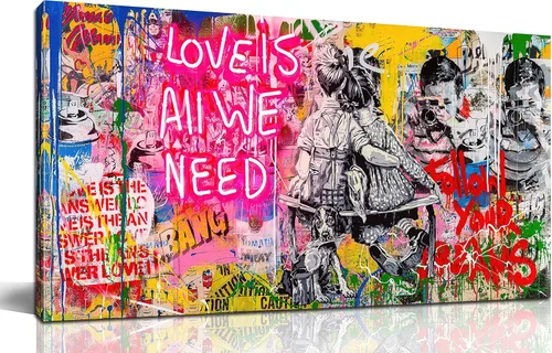 Miniatura 9 de JKWALL77 Lienzo de graffiti para dormitorio, arte de pared gaming para chicos adolescentes, pintura abstracta, arte pop, decoración moderna de pared
