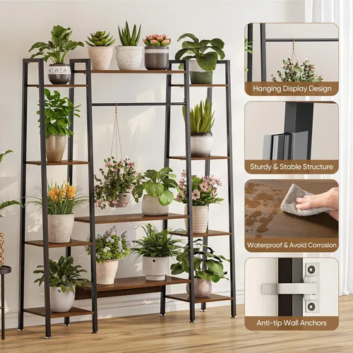 Miniatura 2 de Soporte de plantas grande de 55" para interiores con 8 luces LED de crecimiento (3 modos y temporizador automático) - Estante de plantas de metal