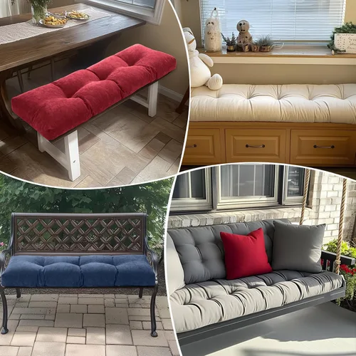 Miniatura 2 de ROFIELTY Cojín de banco de interior personalizado, cojines de banco gruesos antideslizantes para muebles de patio, cojín grueso para asiento