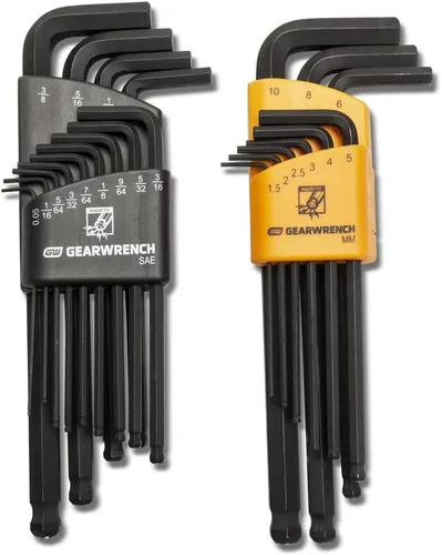GEARWRENCH 83526 Juego de llaves hexagonales de brazo largo magnético SAE/métrico de 22 piezas - 83526