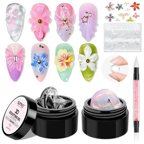 Miniatura 19 de Gel 3D para arte de uñas, gel duro sólido para esculpir uñas, no pegajoso para tallar, extensión de edificios con lápiz de arte de uñas, manicura