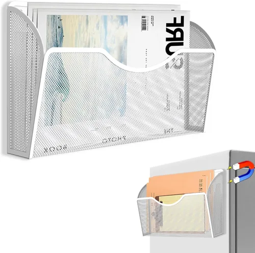 Miniatura 10 de Soporte magnético para archivos, organizador de carpetas de archivos, 1 bolsillos, estante de revistas colgante de oficina para archivadores