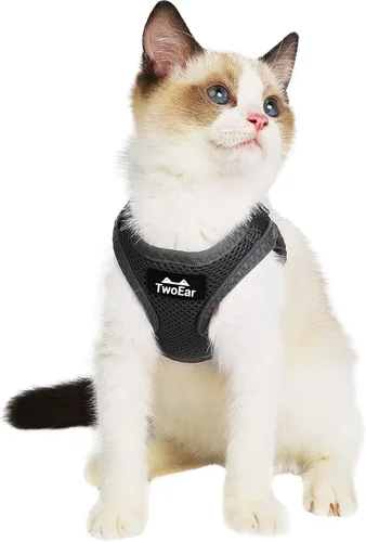 Miniatura 11 de TwoEar Arnés de gato a prueba de escape, suave chaleco ajustable para perro, de malla transpirable, chaqueta reflectante de fácil control para Negro